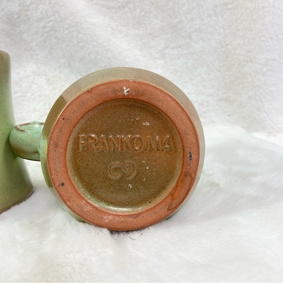 Vintage Frankoma heart handle Pottery C9  Coffee Tea Cup Mug Moss Mint! - Picture 5 of 5